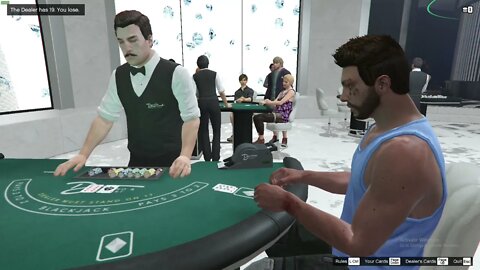 losing at a game of blackjack