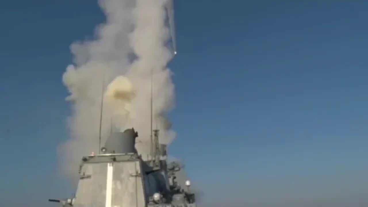 Russian Frigate Launch Multiple Caliber Missiles At Ukrainian Military Infrastructure