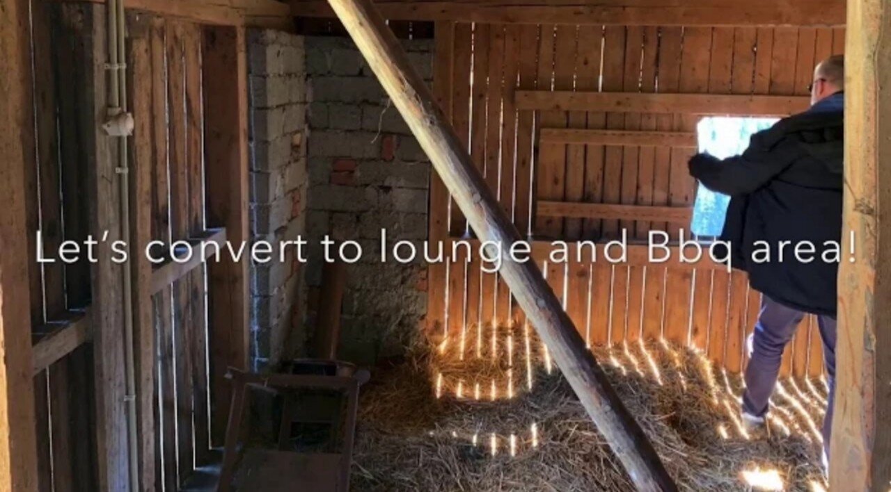 Time lapse renovation barn house to lounge and BBQ area