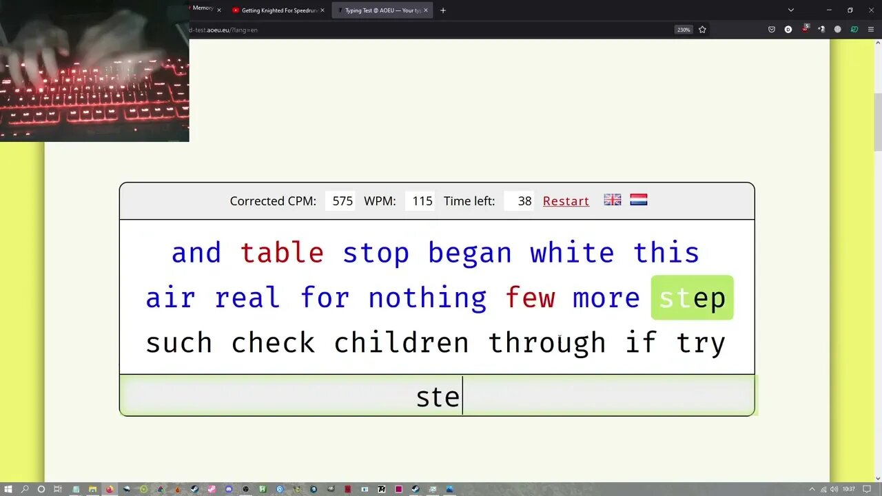 Typing Test AOEU (New PB) 117 WPM