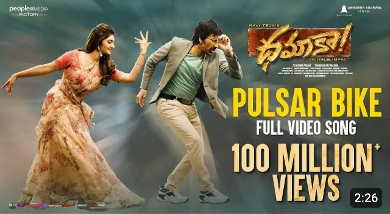 Pulsar bike full video song , Dhamaka, Ravi, Teja, Sreeleela, Thrinadha Rao, Bheems Ceciroleo