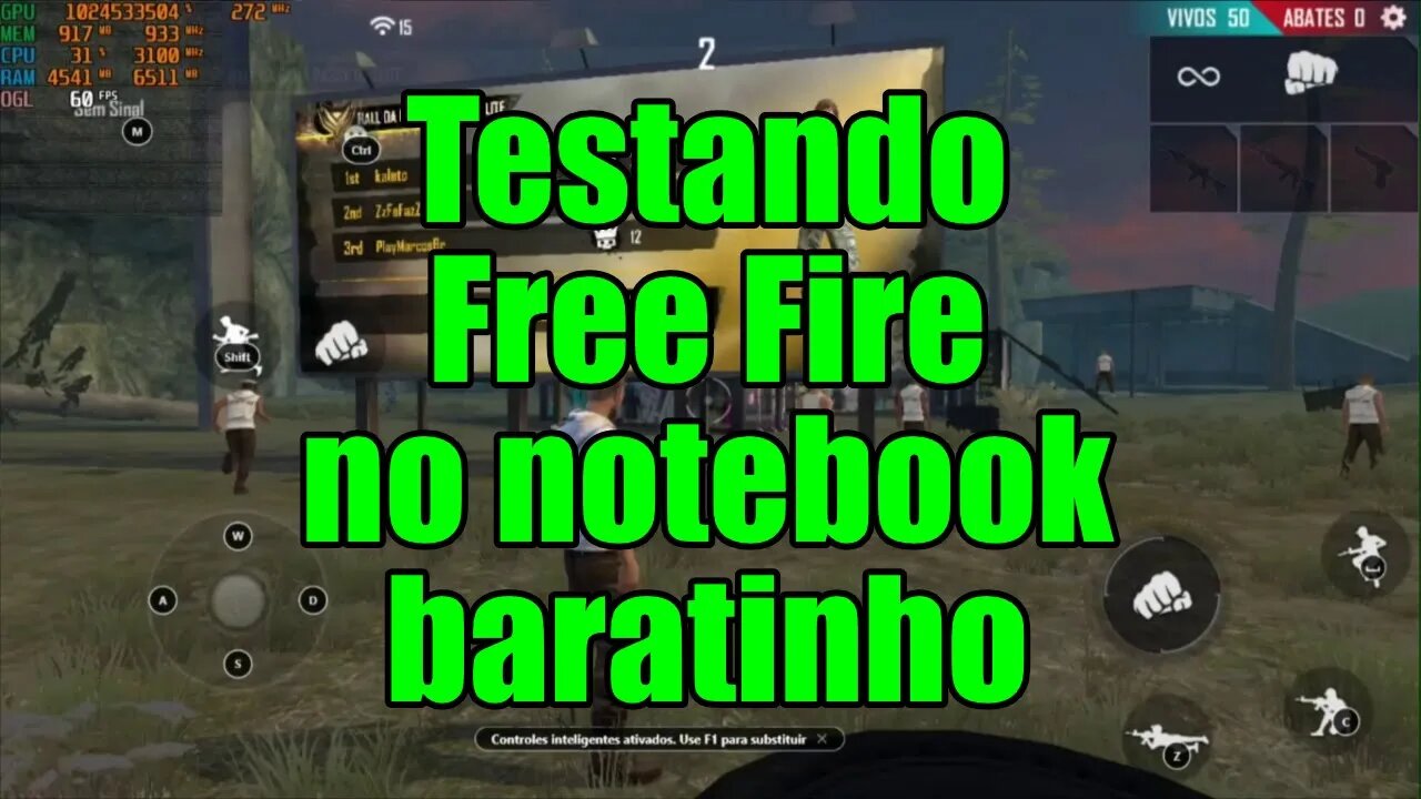 Testando Free Fire no Ultra no notebook baratinho