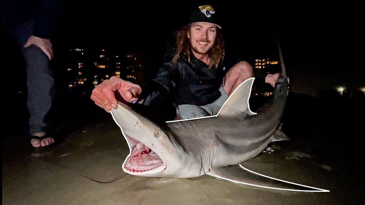 JAWS off the BEACH {Land-based SHARK FISHING}