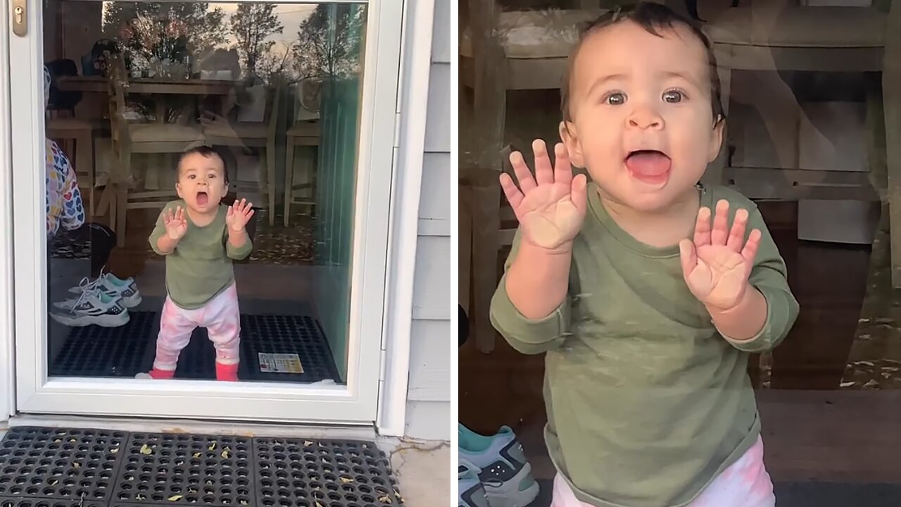 Toddler has precious reaction when mom comes home