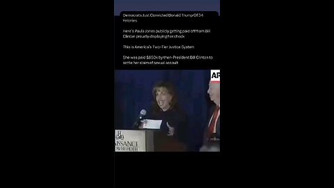 Paula Jones excepting a check in public from bill Clinton for sexual abuse while president