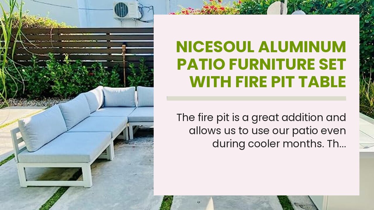 NICESOUL Aluminum Patio Furniture Set with Fire Pit Table 43" Propane Gas Convertable CSA Appr...