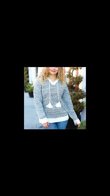 HOLIDAY HAPPY CHARCOAL TWO TONE KNIT TASSEL SWEATER HOODIE