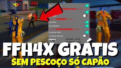 NOVO MOD MENU FFH4X GRÁTIS SEM PESCOÇO SÓ CAPÃO VERMELHO FREE FIRE