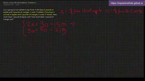 Binary Linear Word Problems: Problem 3