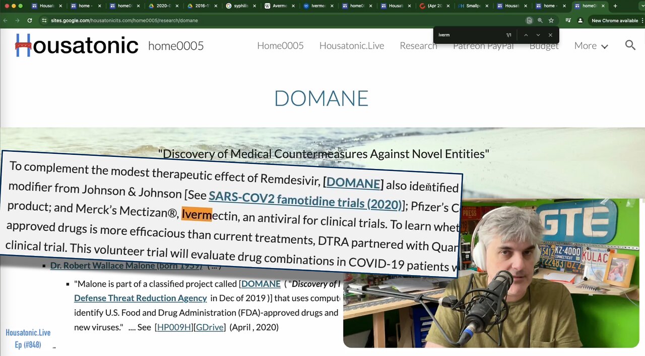 DOMANE from US State Department / DoD DTRA - Picked Remdesivir AND Ivermectin in Jan 2020 for CV19!