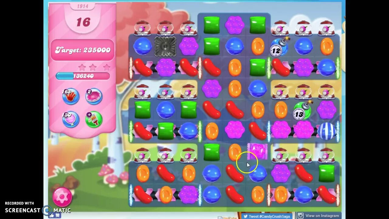 Candy Crush Level 1914 Audio Talkthrough, 1 Star 0 Boosters