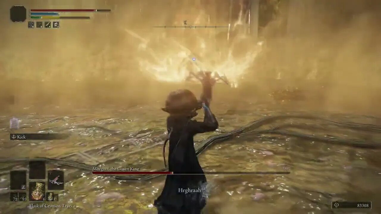 Morgott the fallen loser king, watch how fast he falls to a cross bow