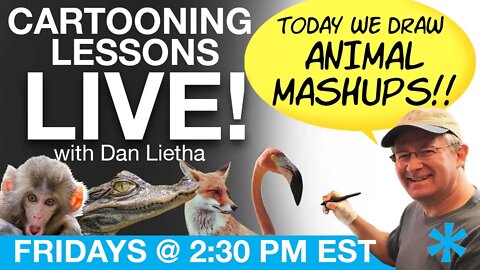 Cartooning Lessons LIVE with Dan Lietha - Animal MASHUPS!