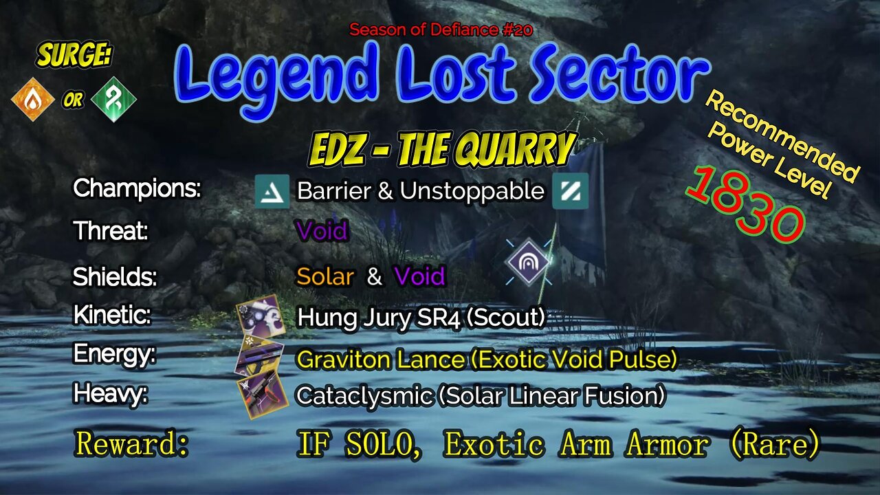 Destiny 2 Legend Lost Sector: EDZ - The Quarry on my Solar Titan 5-21-23