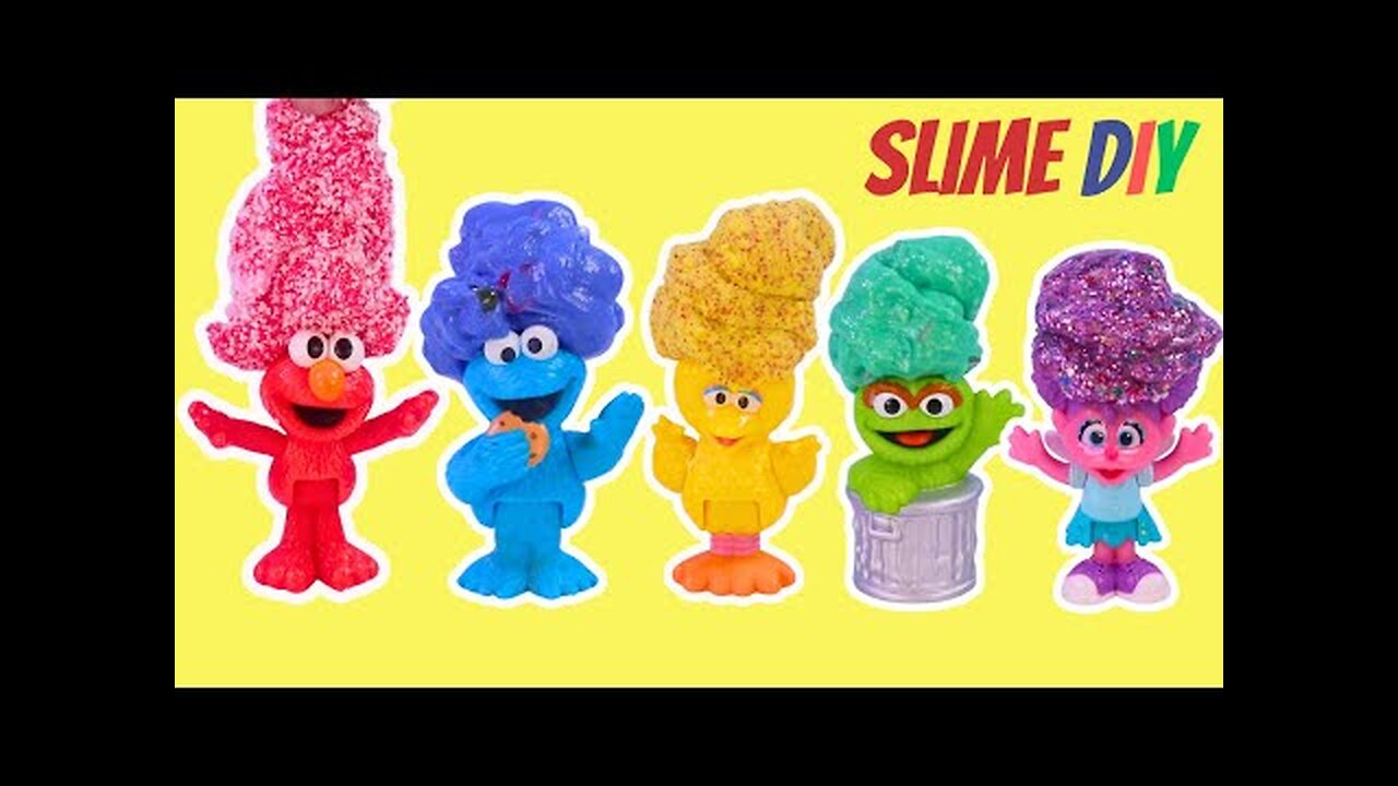 How to make diy slime with Sesame Street Elmo & Cookie Monster