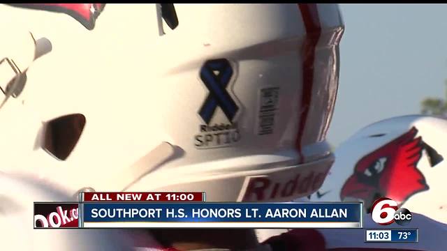 Southport football team honor Lt. Aaron Allan with special helmets