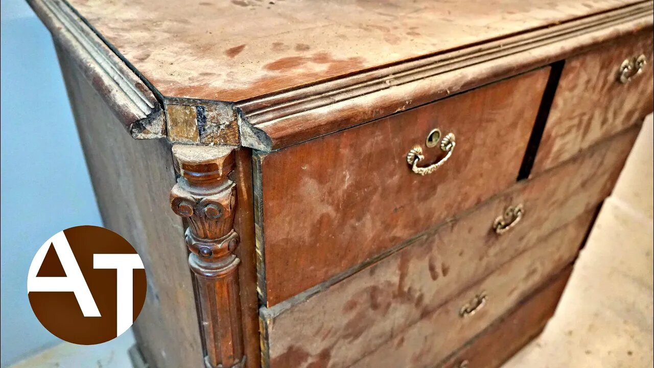 Extremely worn and broken dresser restoration