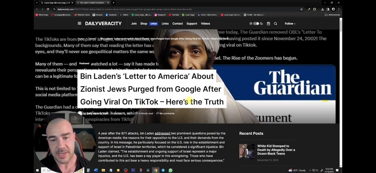 Lucas Gage reads Osama Bin Laden's Letter to America.