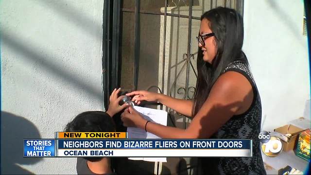 Neighbors find bizarre fliers on front doors