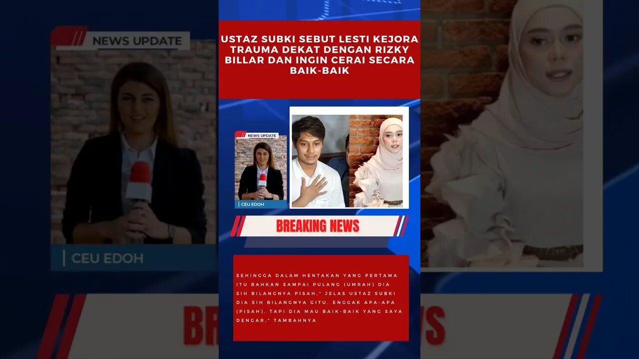 ustadz subki sebut lesti kejora ingin cerai secara baik baik dengan rizki billar