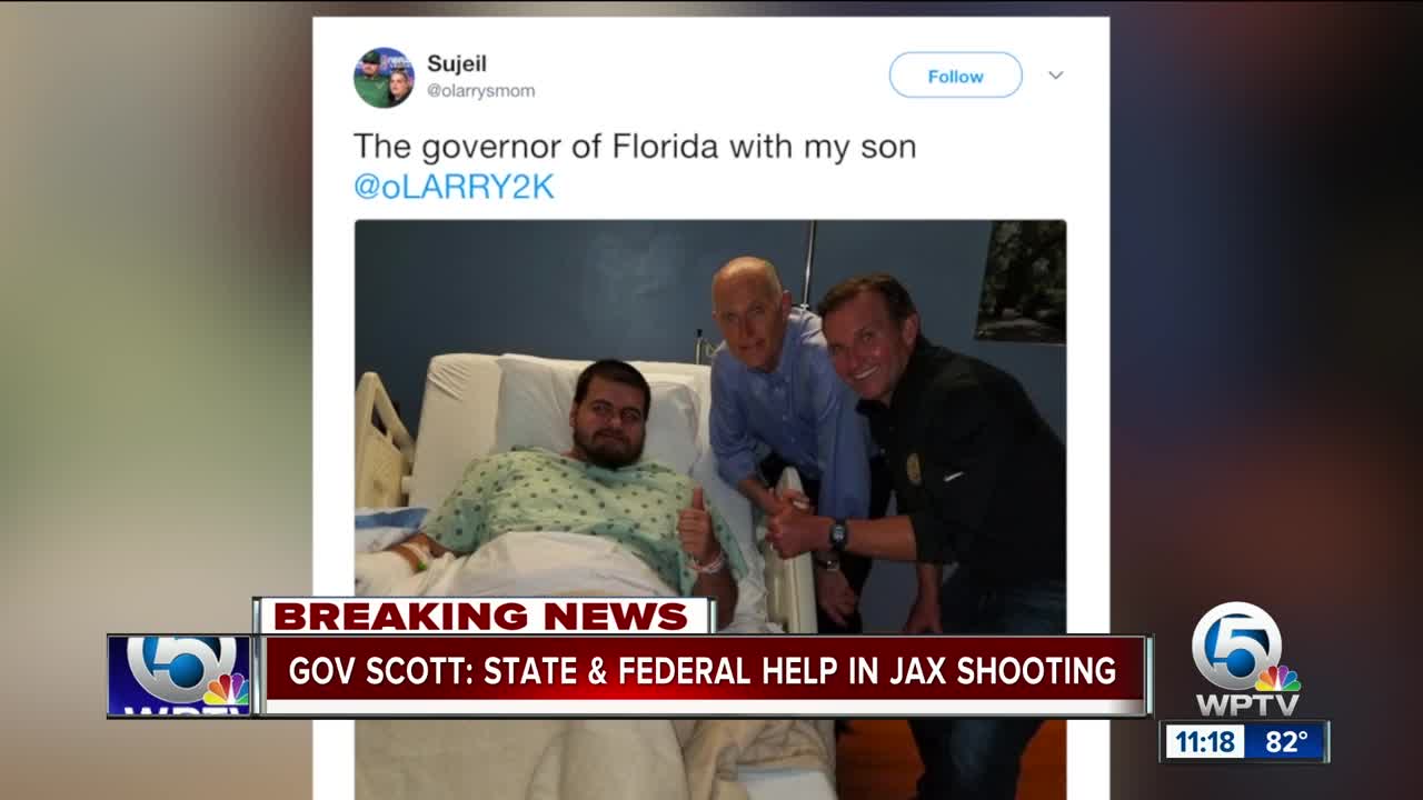 Gov. Scott visits Jacksonville; Sen. Nelson speaks about shooting