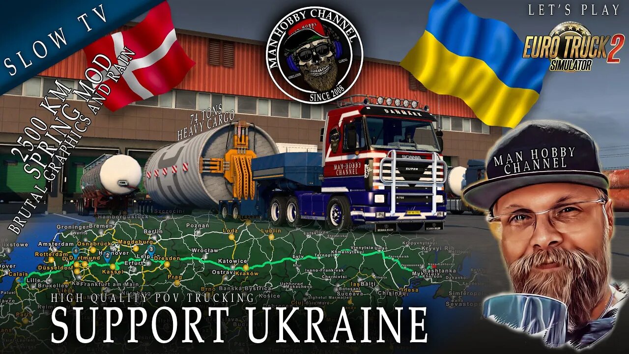 🚚 Støt Ukraine: 74 Tons Vindmølletårn fra Calais til Nova Kakhovka | Euro Truck Simulator 2 🇺🇦🇩🇰