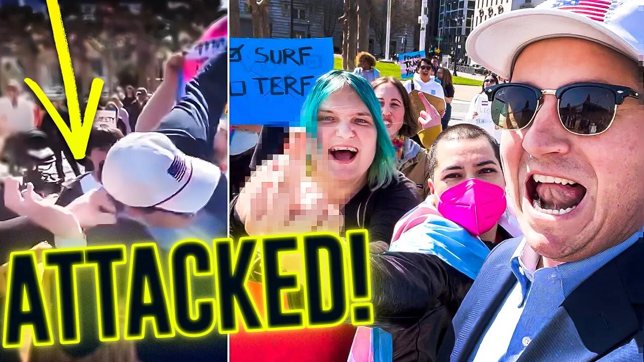 Trans Activists ASSAULT Protester at Trans Youth Rally (EXTENDED CUT)