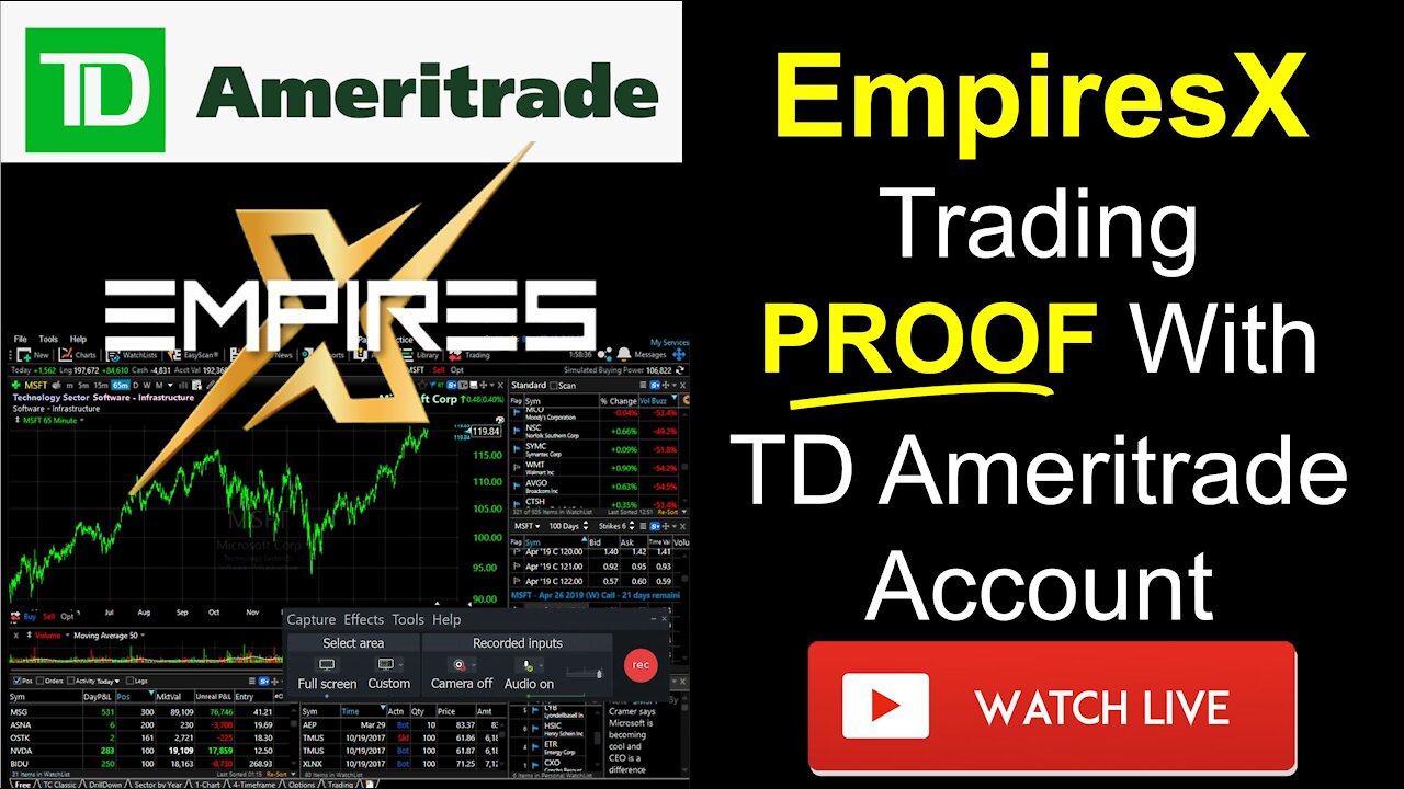 EmpiresX Trading Proof Showing Their TC Ameritrade Account Details