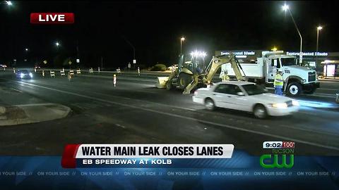 Repair in progress on water main leak at Speedway and Kolb