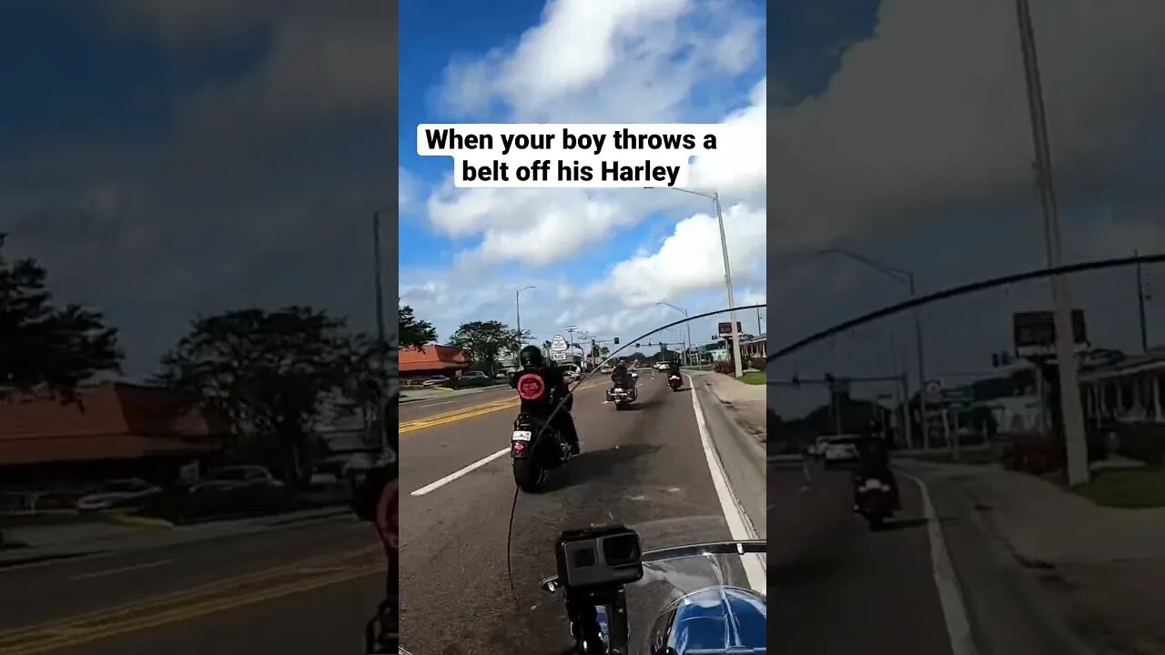 He threw his belt off his Harley