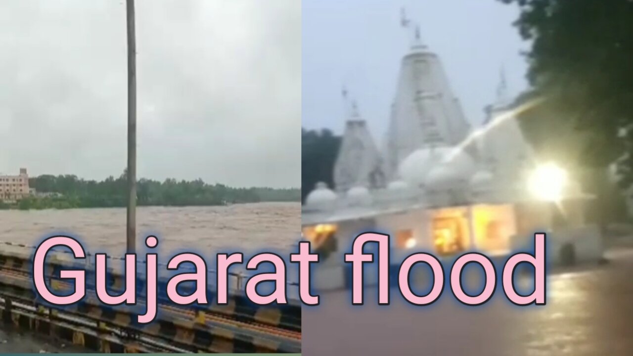 Gujarat flood India, full of water few towns