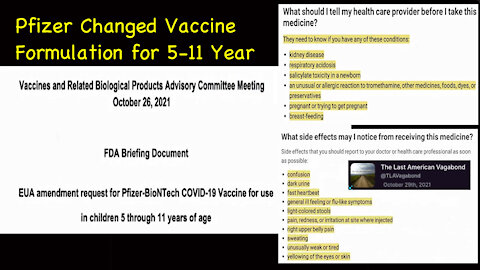 Pfizer Changed Vaccine Formulation for 5-11 Year