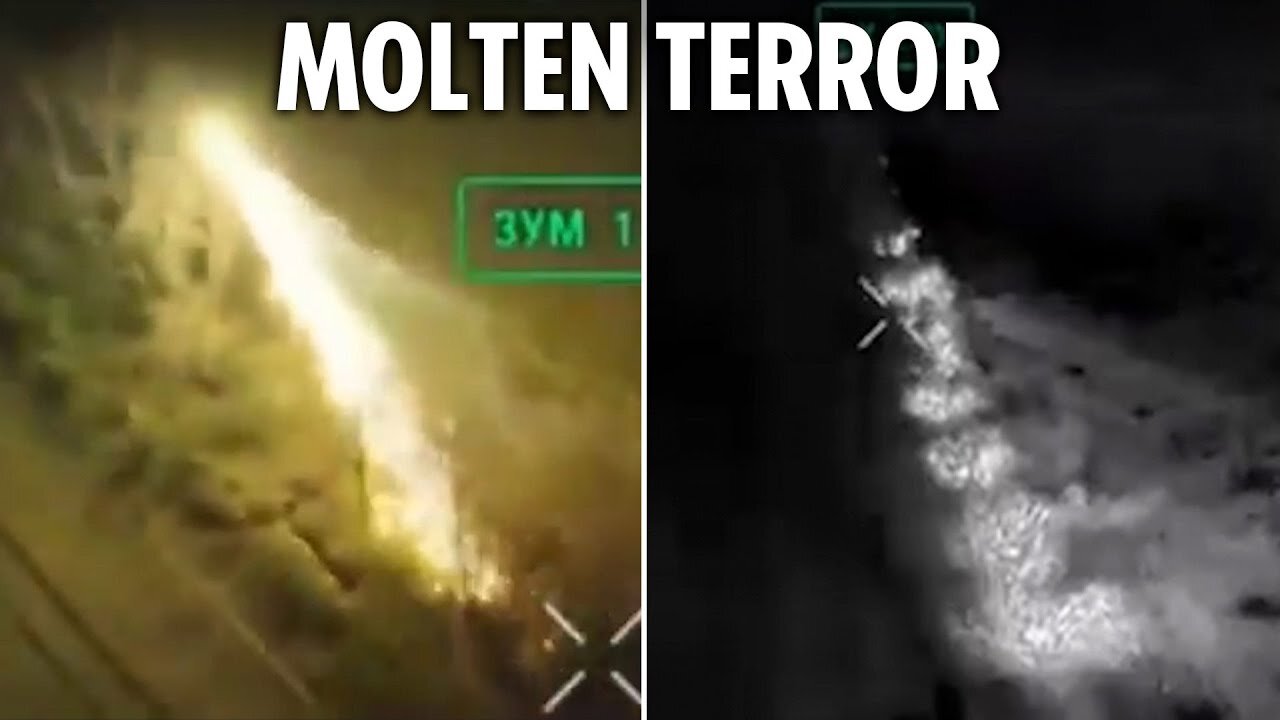 Ukrainian 'dragon drone' spits out stream of flesh-melting thermite on Russians hiding in forest