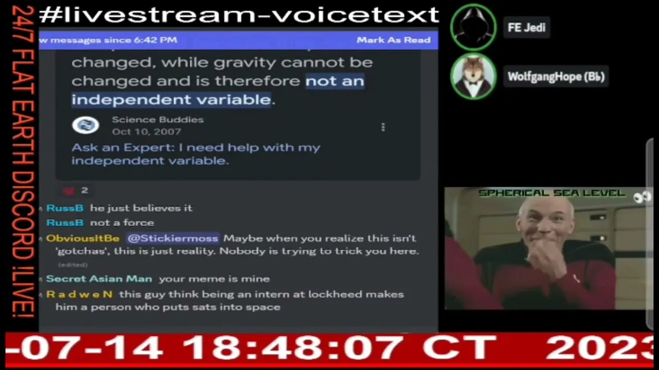 24/7 Flat Earth Discord Channel - Stickiermoss Part 2