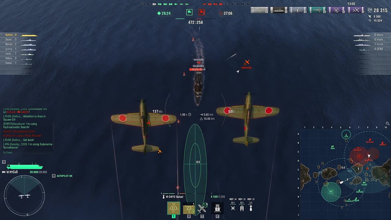 Ryujo vs New York - AP Bomber on Battleship Attack Run Demo