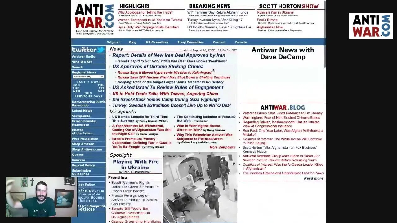 Antiwar News 8/19/22: Details of Iran Deal Emerge, US Approves Ukraine's Strikes on Crimea, and More