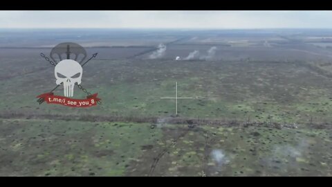 The work of the Russian tank paired with the BMP on enemy positions