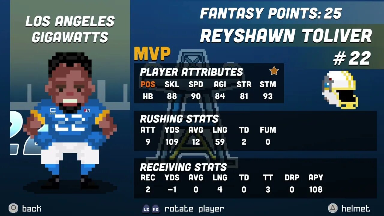 EFL:1-9- LA Gigawatts (1-0) Defeat Indianapolis Bulls (0-1) - 24-22 - Legend Bowl - Week 1
