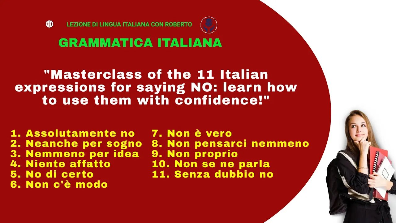 "Masterclass of the 11 Italian expressions for saying NO: learn how to use them with confidence!"