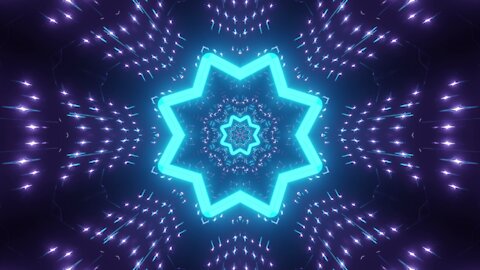 FREE background video | glowing neon star color change tunnel