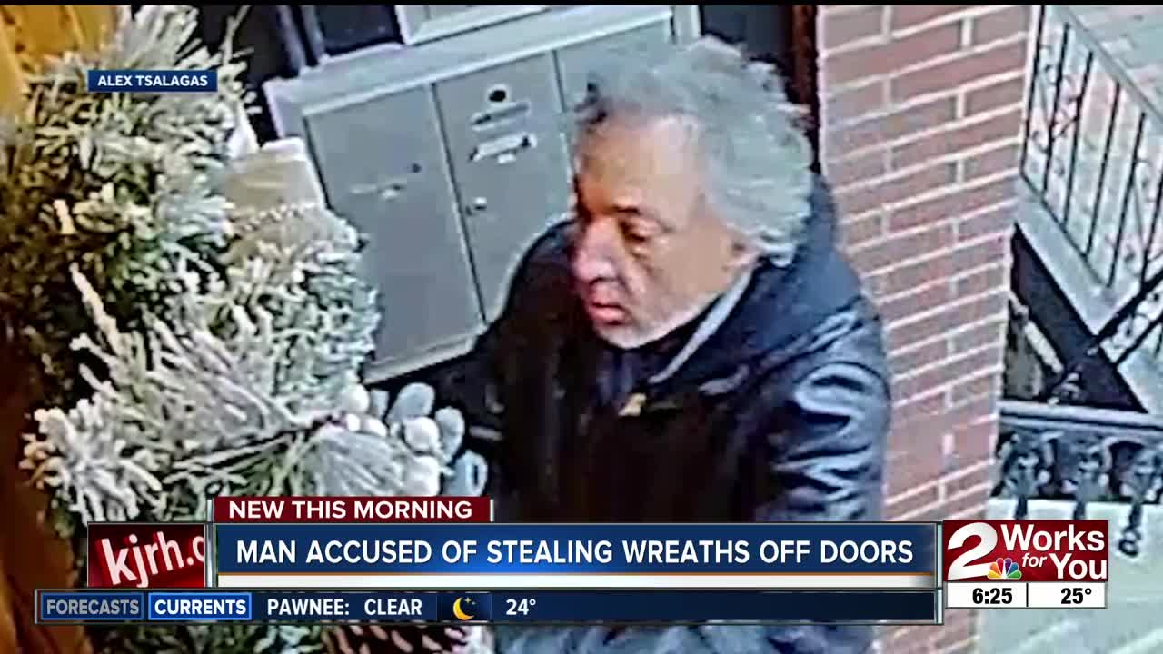 Man accused of stealing wreaths off doors