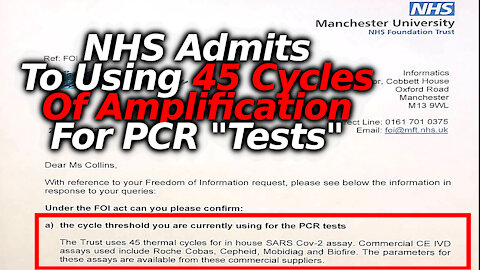 NHS Admits to Using Super High 45 Cycle Thresholds for In House PCR Testing