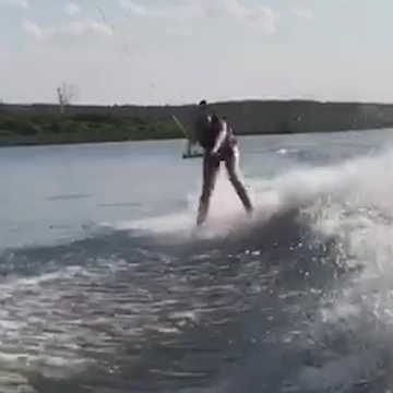 A Girl Tries To Water Ski But Fails