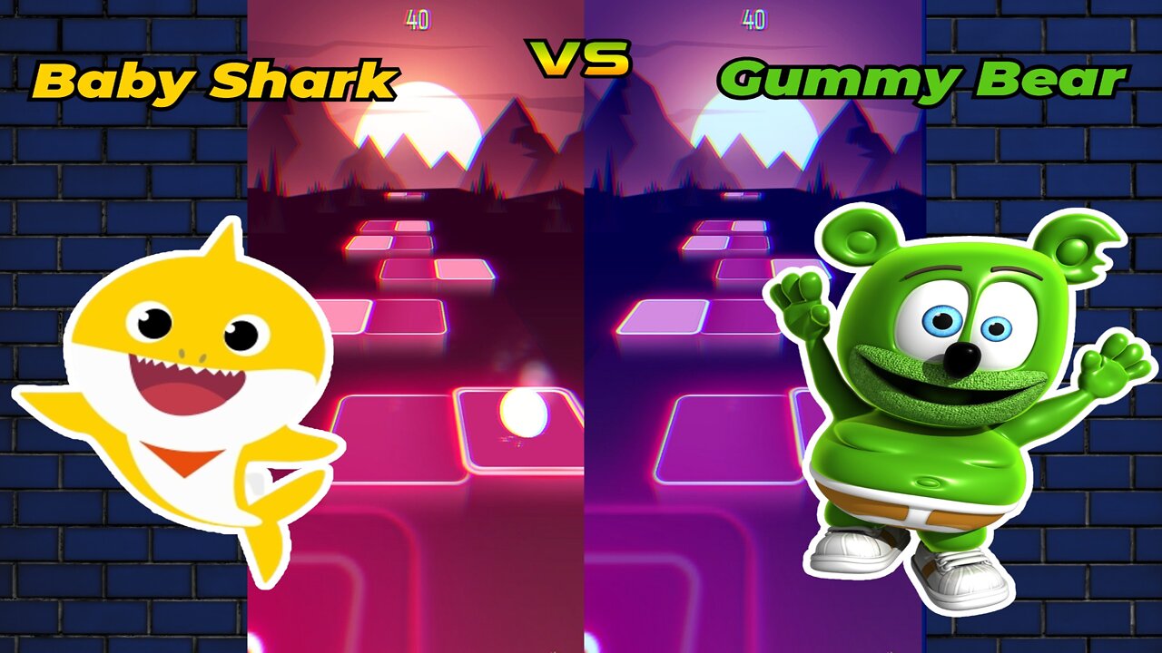 Baby Shark vs Gummy Bear || Tiles Hop EDM Rush!