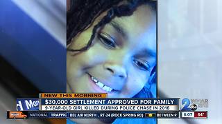 $30K settlement approved for family of girl killed during 2016 police chase