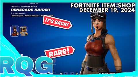 RENEGADE RAIDER IS FINALLY BACK AFTER 7 YEARS! FORTNITE ITEM SHOP (December 19, 2024)