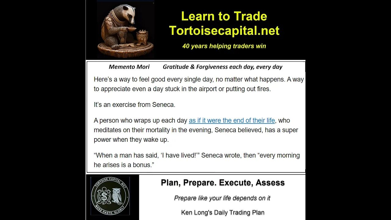 Ken Long Daily Trading Plan from Tortoisecapital.net