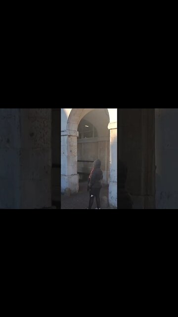 Tourist goes in to arches gets yelled at by kings guard #horseguardsparade