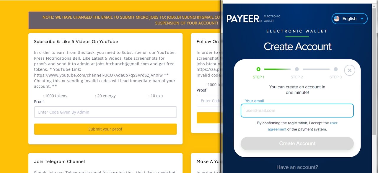 How To Earn Free USD TOKENS Cryptocurrency MICRO JOBS At BTC Bunch Withdraw Via Payeer