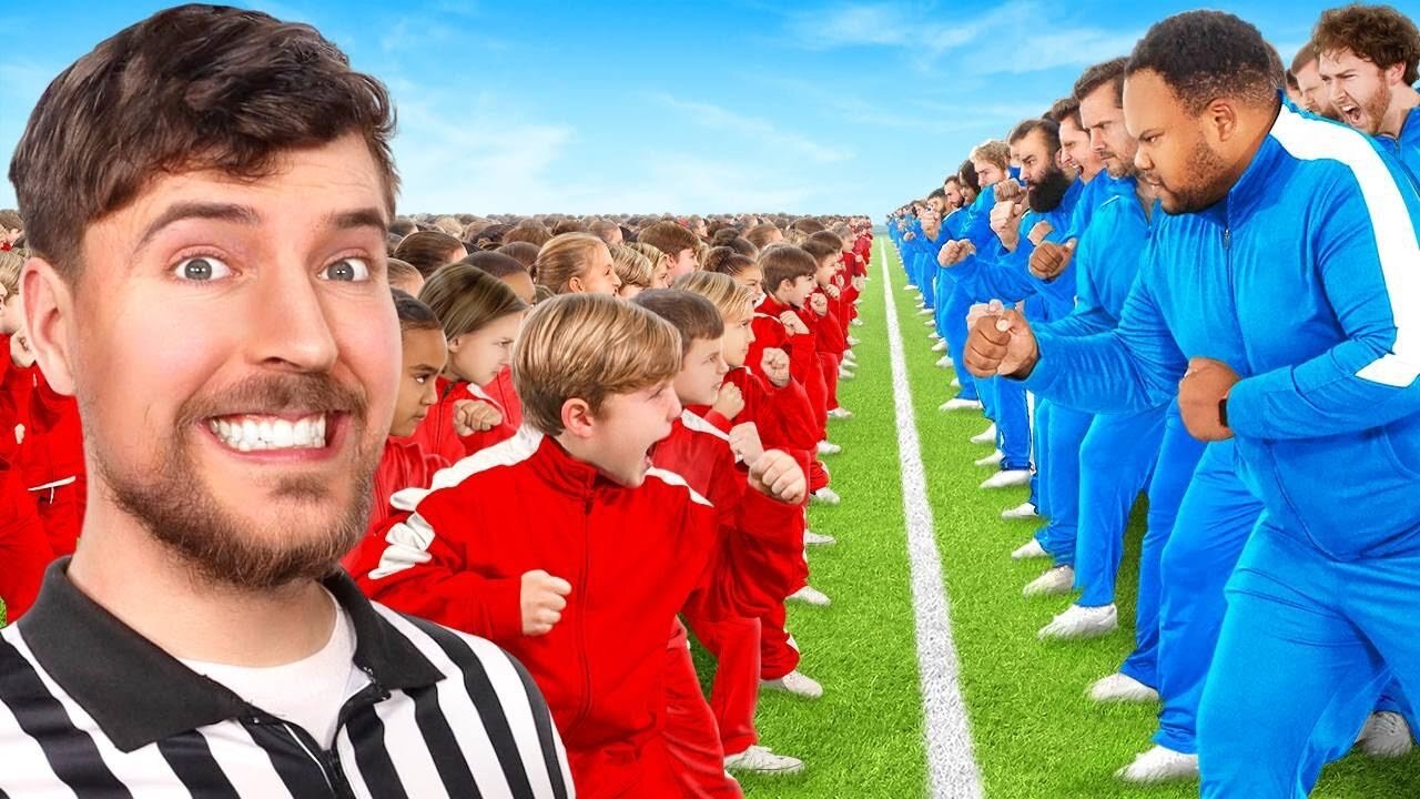 100 Kids Vs 100 Adults For $500,000! Mr. Beast 2023